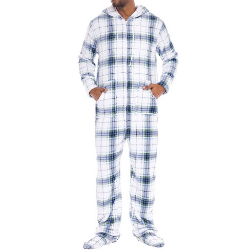 Adr Men s Hooded Footed Adult Onesie Pajamas Set Plush Winter Pjs