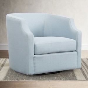 Okak Elegant Linen Swivel Chair Accent Chair with Soft Cushion Glider Barrel Sofa Chair with Metal Base for Lounge Bedroom - 1 of 4