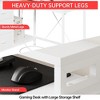 43-inch computer desk, L-shaped desk with socket and light strip, with 3 drawers and monitor stand, reversible, suitable for study and work - 4 of 4