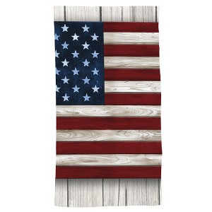 Briarwood Lane Everyday Hand Towel 26x18 Wooden American Flag Hand Towel - 1 of 3