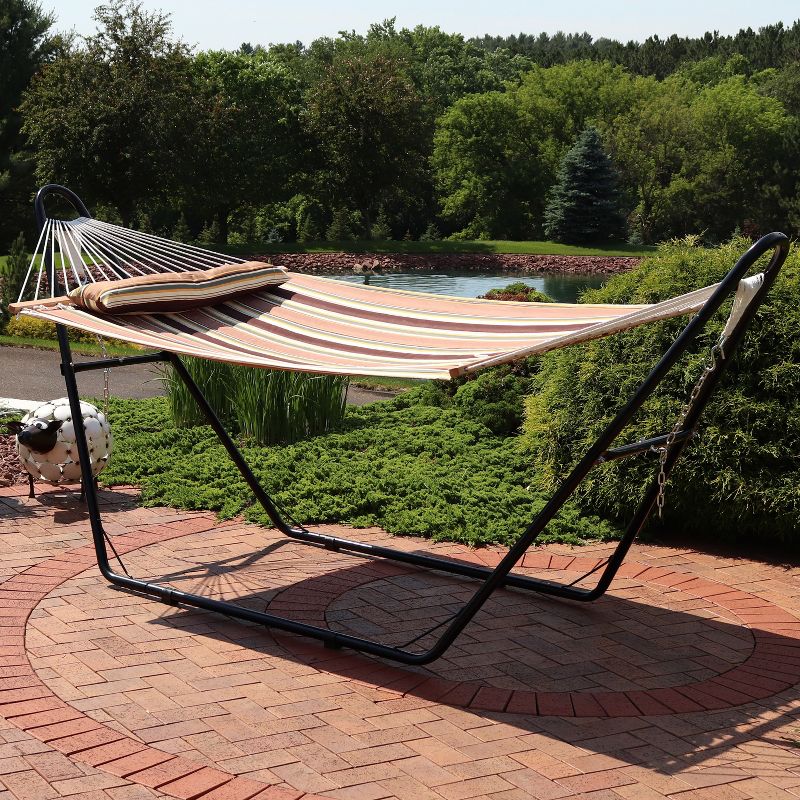 Sunnydaze Double Quilted Fabric Hammock with Universal Steel Stand - 450-Pound Capacity, 4 of 19