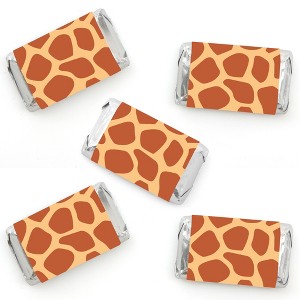 Big Dot of Happiness Giraffe Print - Mini Candy Bar Wrapper Stickers - Safari Party Small Favors - 40 Count - 1 of 4