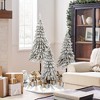 LuxenHome 3-Piece Snow-Flocked Sweeping Branches Artificial Tree Set with Battery Operated Lights Green - 4 of 4