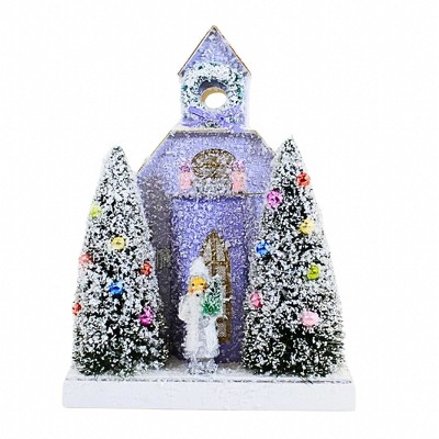 Cody Foster 8.5 Inch Petite Purple House Retro Village Mantle Light Up Village Buildings