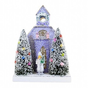 Cody Foster 8.5 Inch Petite Purple House Retro Village Mantle Light Up Village Buildings - 1 of 3
