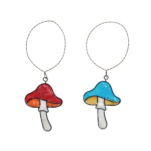Transpac Stained Glass Mushroom Ornament Set of 2 Home Decorations Spring - 1 of 2