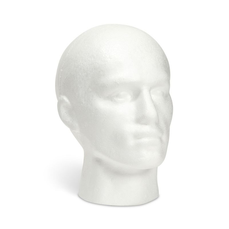 Juvale Male Foam Head Form, Mannequin Display for Masks, Hats, Wigs, Halloween Decoration (White, 9x11 in), 1 of 8