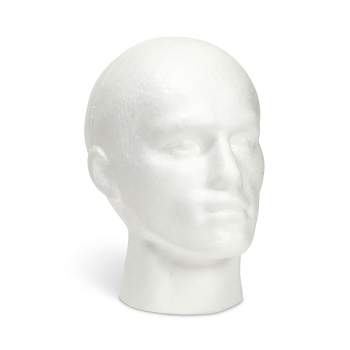 Juvale Male Foam Head Form, Mannequin Display for Masks, Hats, Wigs, Halloween Decoration (White, 9x11 in)