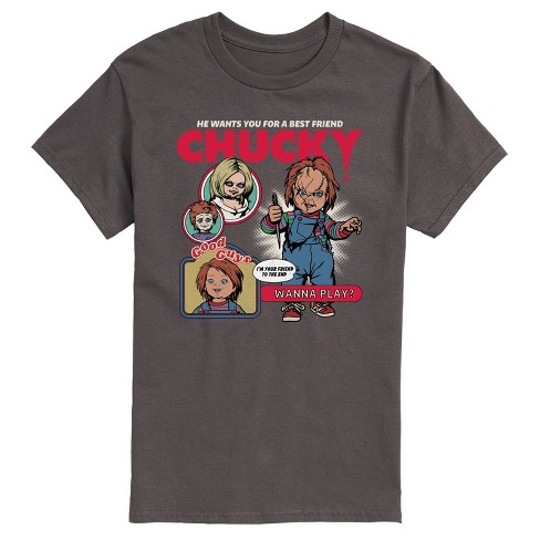 Men s Child s Play Chucky Comic Cover Short Sleeve Graphic T Shirt Charcoal 3 X Large