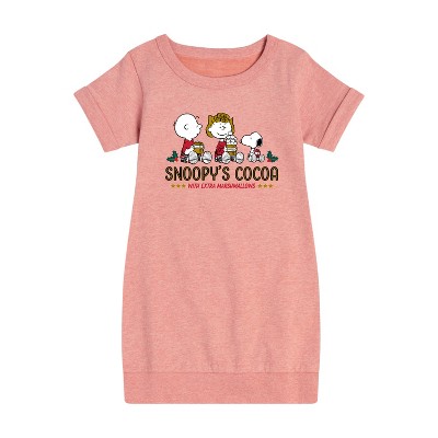 - Peanuts - Snoopy's Cocoa Christmas Graphic Short Sleeve Fleece Dress