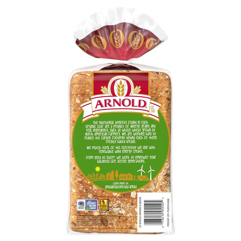Arnold Organic 22 Grains &#38; Seeds Bread - 27oz, 4 of 10