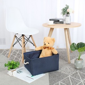 Unique Bargains Home Closet Clothes Box Cotton Fabric Decorative Storage Bins Medium Dark Blue 1 Pc - 1 of 4