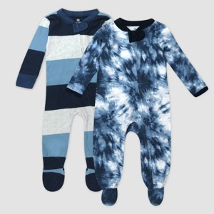 Honest Baby 2pk Jumbo Sleep N' Play - Blue Tie-Dye - 1 of 3