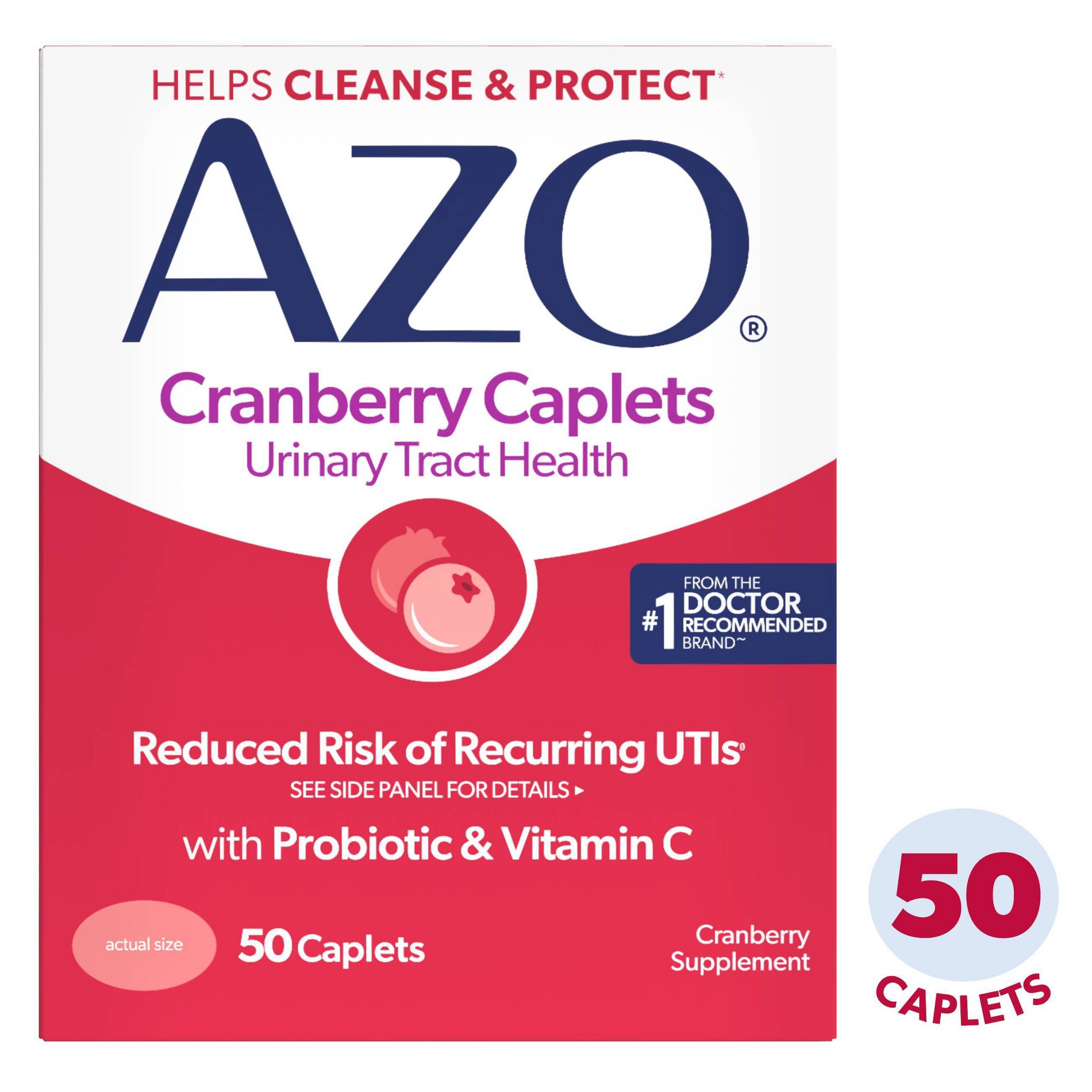 AZO Urinary Tract Health Cleanse + Protect Caplets - Cranberry - 50ct