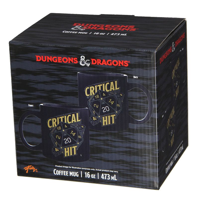 Dungeons and Dragons Critical Hit D20 Dice 16 OZ. Ceramic Coffee Mug Tea Cup Black, 4 of 5