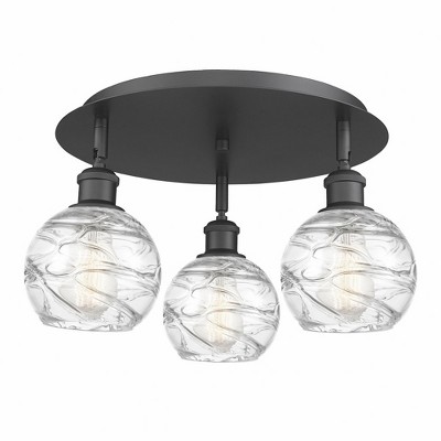 Athens Deco Swirl - 3 Light Flush Mount In Industrial Style-8.63 Inches Tall and 17.63 Inches Wide