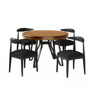 Christopher Knight Home Chloe 5pc Wood and Iron Dining Set Black/Light Brown - 1 of 4