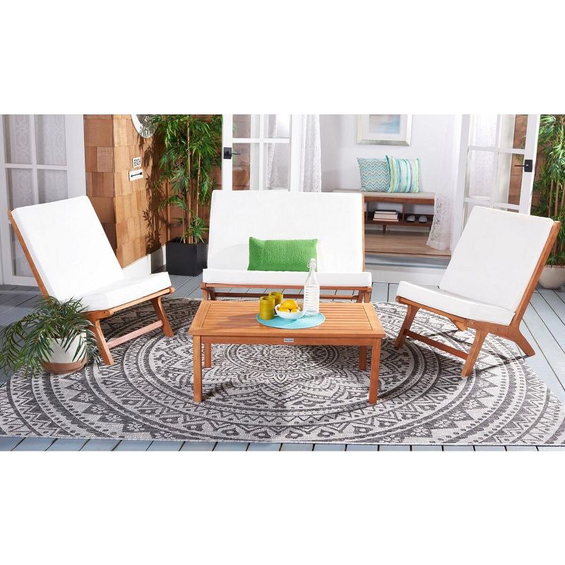 Chaston 4 Piece Patio Outdoor Patio Outdoor Living Set With Accent Pillows  - Safavieh, 2 of 10