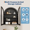 Arched Wall Cabinet with Glass Doors, Large Bathroom Medicine Cabinet, Adjustable Shelves, Black. - 4 of 4