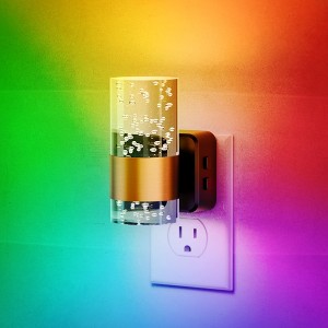 YANSUN 2-Pack 1W Plug-In Light Sensor Night Lights, Bubble Acrylic Column Design, RGB Gradient & 2700K White, Adjustable Color & Brightness, US Plug - 1 of 4