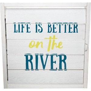 Pavilion Gift Company - River Time - 14.5" Decorative Framed Window Shutter - Wall Sign Panels - 1 of 4