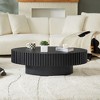 43.7" Modern Handcraft Oval Coffee Table, Natural Ash MDF, Sturdy Pedestal, Small Living Room & Bedroom Table - 4 of 4