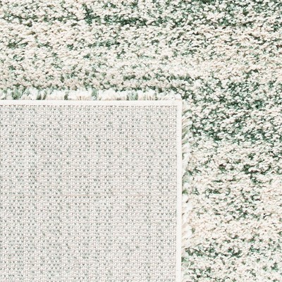 Ivory and Green Rectangular Shag Area Rug