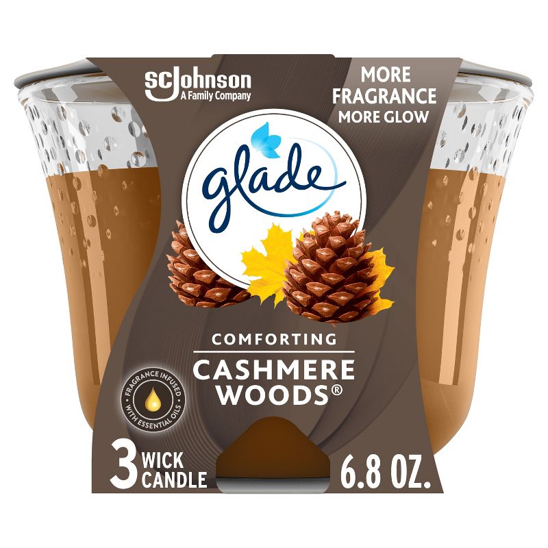 Glade 3 Wick Candles Cashmere Woods - 6.8oz, 1 of 17
