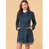 Allegra K Women's Notched Lapel Double Breasted Faux Suede Trench Coat with Belt - 2 of 4