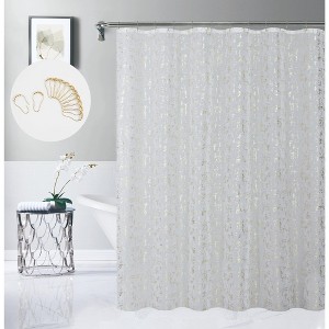 Dainty Home Chloe Linen Textured Metallic Shower Curtain with 12 Hooks, 70" x 72" - 1 of 4