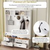 Wide Hall Tree with 5 Hooks, Lift Top Storage Bench with 2 Drawers, 59"W Retro Coat Rack, BlRetro Coat Rack - 2 of 3