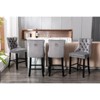 Okak Contemporary Velvet Bar Stools Set of 2 with Button Tufting & Chrome Nailhead Trim, Upholstered Stools Wood Legs for Kitchen Island - 3 of 4