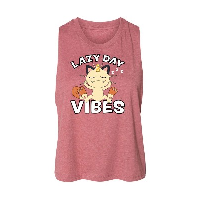 Women's - Pokémon - Lazy Day Vibes Meowth Graphic Racerback Tank