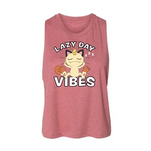 Women's - Pokémon - Lazy Day Vibes Meowth Graphic Racerback Tank - 1 of 2