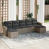 vidaXL 7 Piece Patio Sofa Set with Cushions Gray Poly Rattan - Without Table - 2 of 4