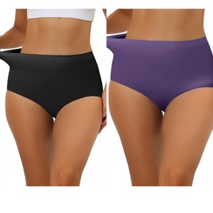 Allegra K Women's Elastic High Waist Unlined Breathable No-Show Hipster Underwear 2 Packs - 1 of 4