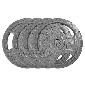 Cast Iron Weight Plates, 1 inch Standard Weights Plates with Anti-Rust Coating,  Triple Grip Handles for Home Gym Strength Training, Weightlifting - 1 of 4