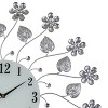 HomeRoots 27" Silver White And Black Metal and Glass Silent Analog Floral Round Wall Clock - 4 of 4