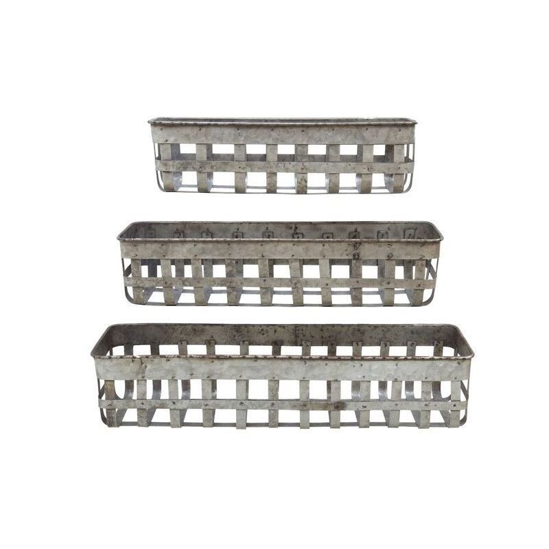 Iron Open Weave Baskets 5&#34; x 24&#34; Gray - Storied Home, 1 of 5