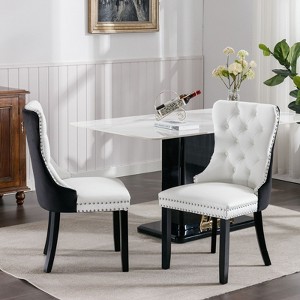 NicBex High-End Contrast Color Tufted Dining Chairs Set of 2 with Nailhead Trim,Solid Wood Upholstered Kitchen Chairs,Living Room Chairs - 1 of 4