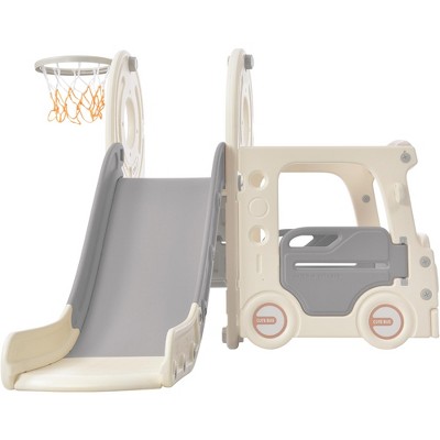 Toddler Slide for Toddlers Age 1-3 with Basketball Hoop and Swing, Baby Slide for Kids Ideal Gift, Indoor Outdoor Backyard Playground