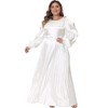 Agnes Orinda Women's Plus Size Lantern Long Sleeve Flowy Swing Pleated Party Maxi Empire Waist Dresses - 3 of 4