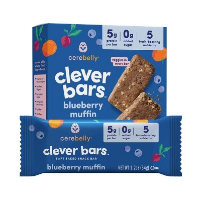 Cerebelly Organic Clever Blueberry Muffin Snack Bars - 5g Protein - 4.8oz/4ct
