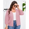 Coolmee Women's Plus Size Cardigan Hollow Out Summer Shawl Crochet Lightweight Cardigan 3/17 Sleeve Oversized Open Front Sweater Tops 4XL Pink - 3 of 4