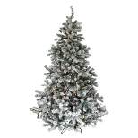 Northlight 7.5' Prelit Artificial Christmas Tree Flocked Natural Emerald - Warm Clear Lights
