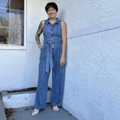 Blue jean jumpsuit store at target