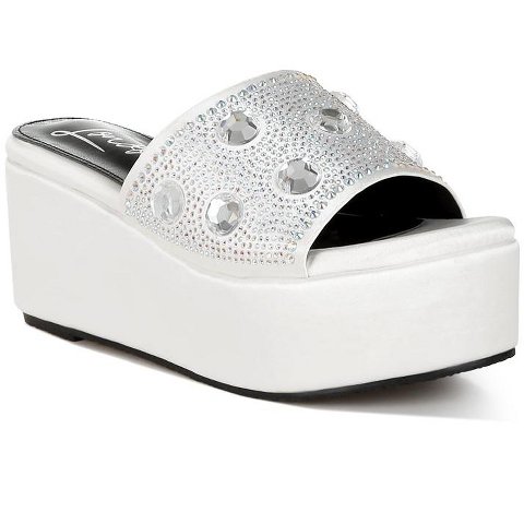 Женские сандалии London Rag Womens Meta charts Diamante & Rhinestone Flatform Sandals 7.5
