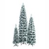 Resenkos 3-Piece Flocked Pencil Christmas Tree Set, Pre-Lit with 290 Energy-Efficient LED Lights for Holiday Decor, White Green - 4 of 4