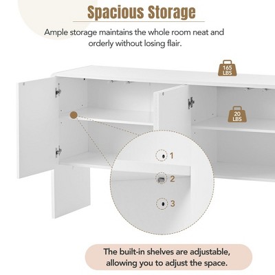 White 60" Modern MDF 4-Door Sideboard Buffet Cabinet