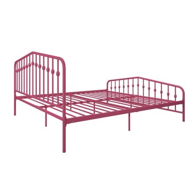 Hot Pink King Metal Platform Bed with Headboard and Slats